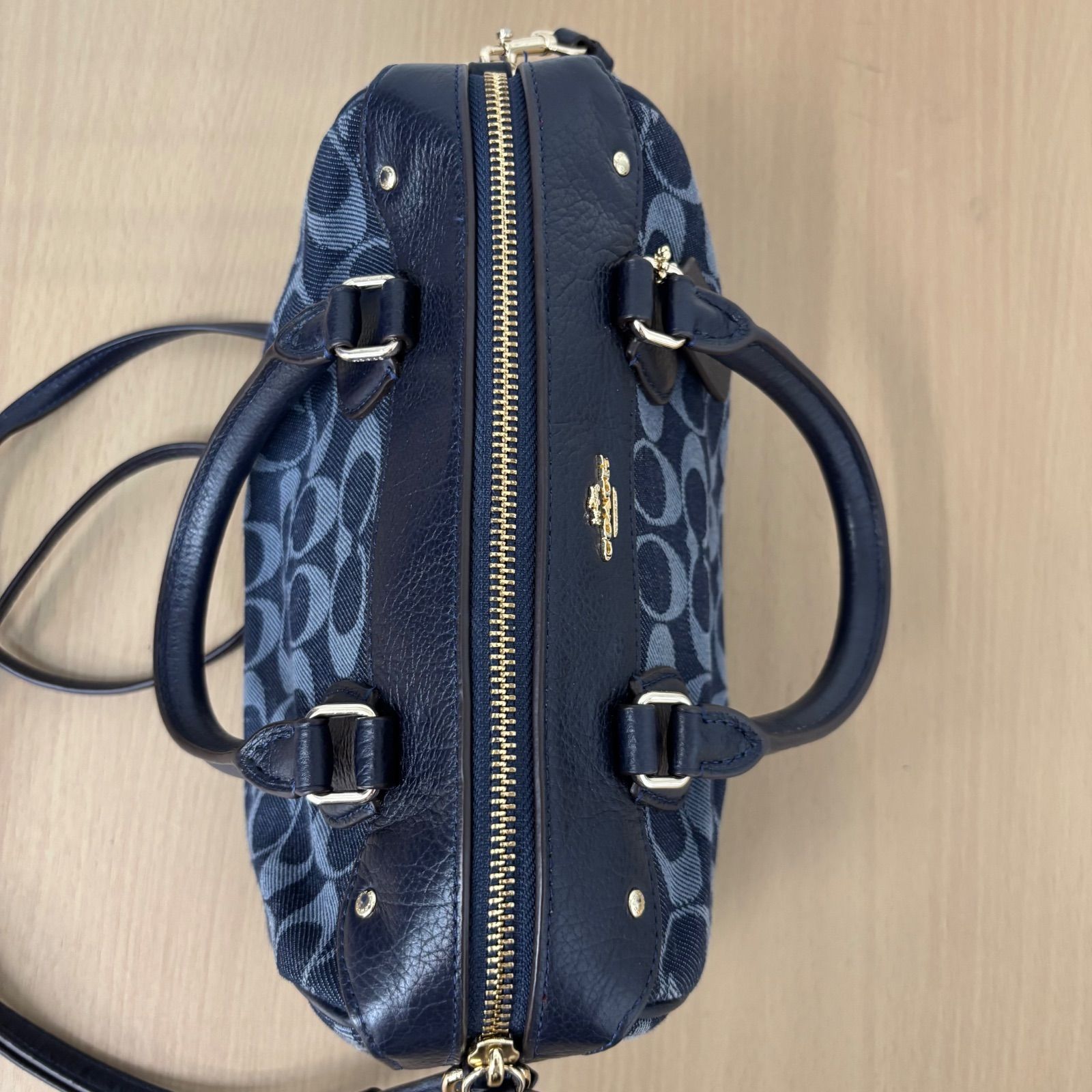 ◎COACH コーチ 2way ミニボストンバッグ ショルダーバッグ デニム地