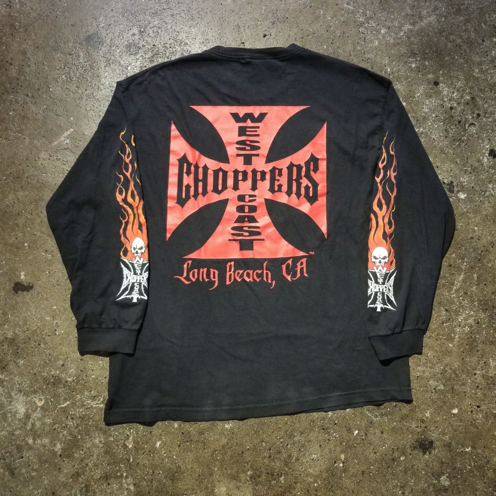 パ*ト様 【スペシャル】ウエストコーストチョッパーズ jesse who スカル WEST COAST CHOPPERS JESSE WHO ? 00s スカルフレイム ロンT XL