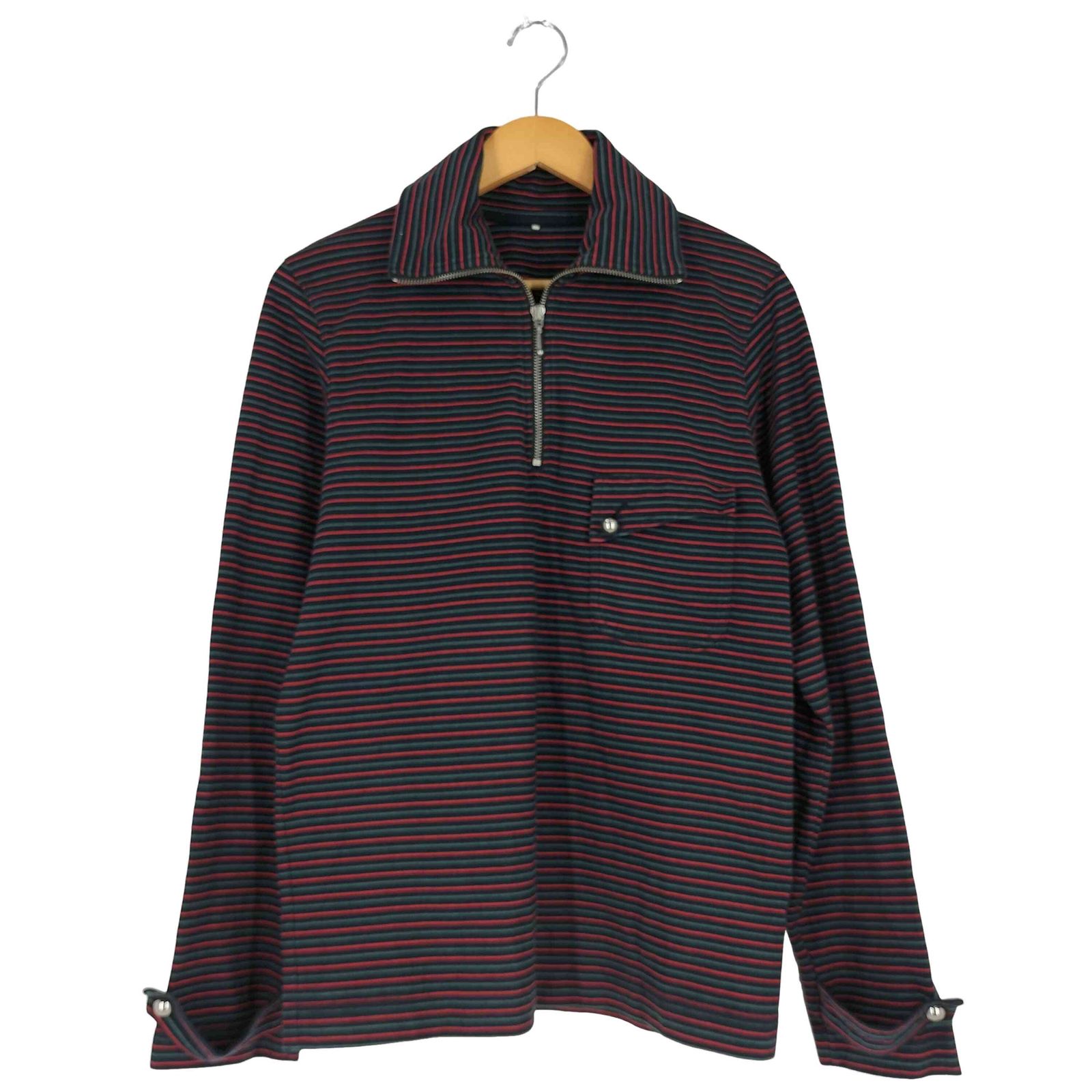 ウェールズボナー WALES BONNER Stripe Jersey Franco Half Zip Top ボーダー ハーフジップ ロングスリーブTシャツ メンズ import M