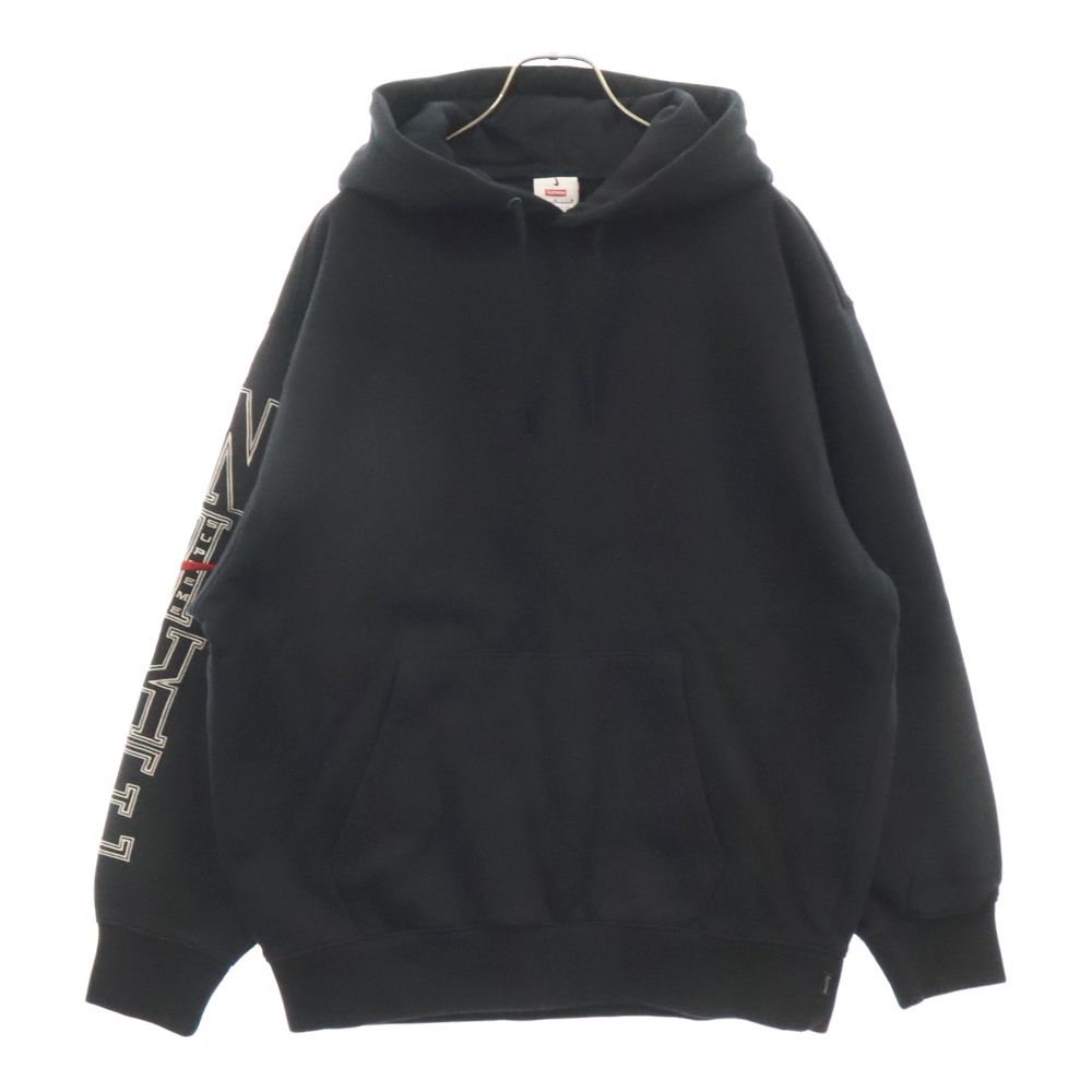 SUPREME (シュプリーム) 24SS ×NIKE Hooded Sweatshirt FQ0759-063 ナイキ アームロゴプリントプルオーバーパーカー ブラック