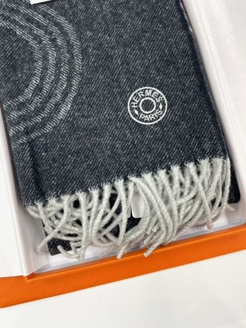エルメス HERMES 24番地のサーキット カシミヤマフラー◆新品未使用 HERMES エルメス マフラー フリンジ 24番地のサーキット