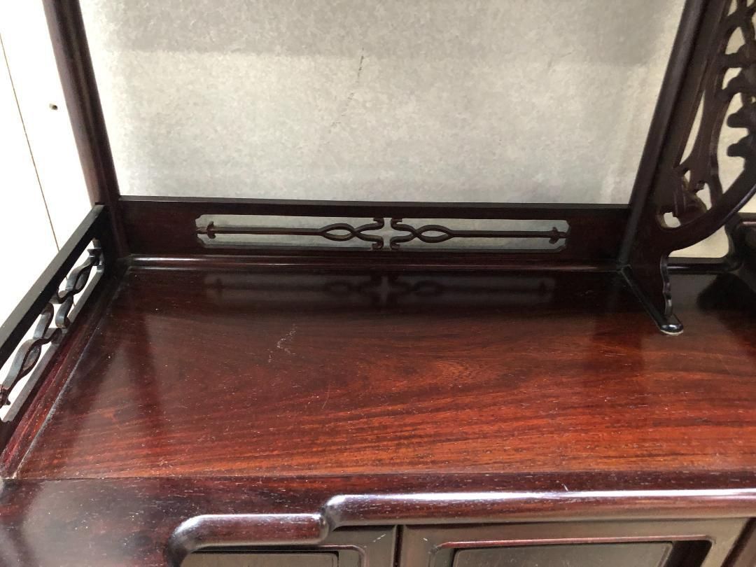 飾り棚 和棚 茶棚 アンティーク 彫刻入り 送料込み 250309-1