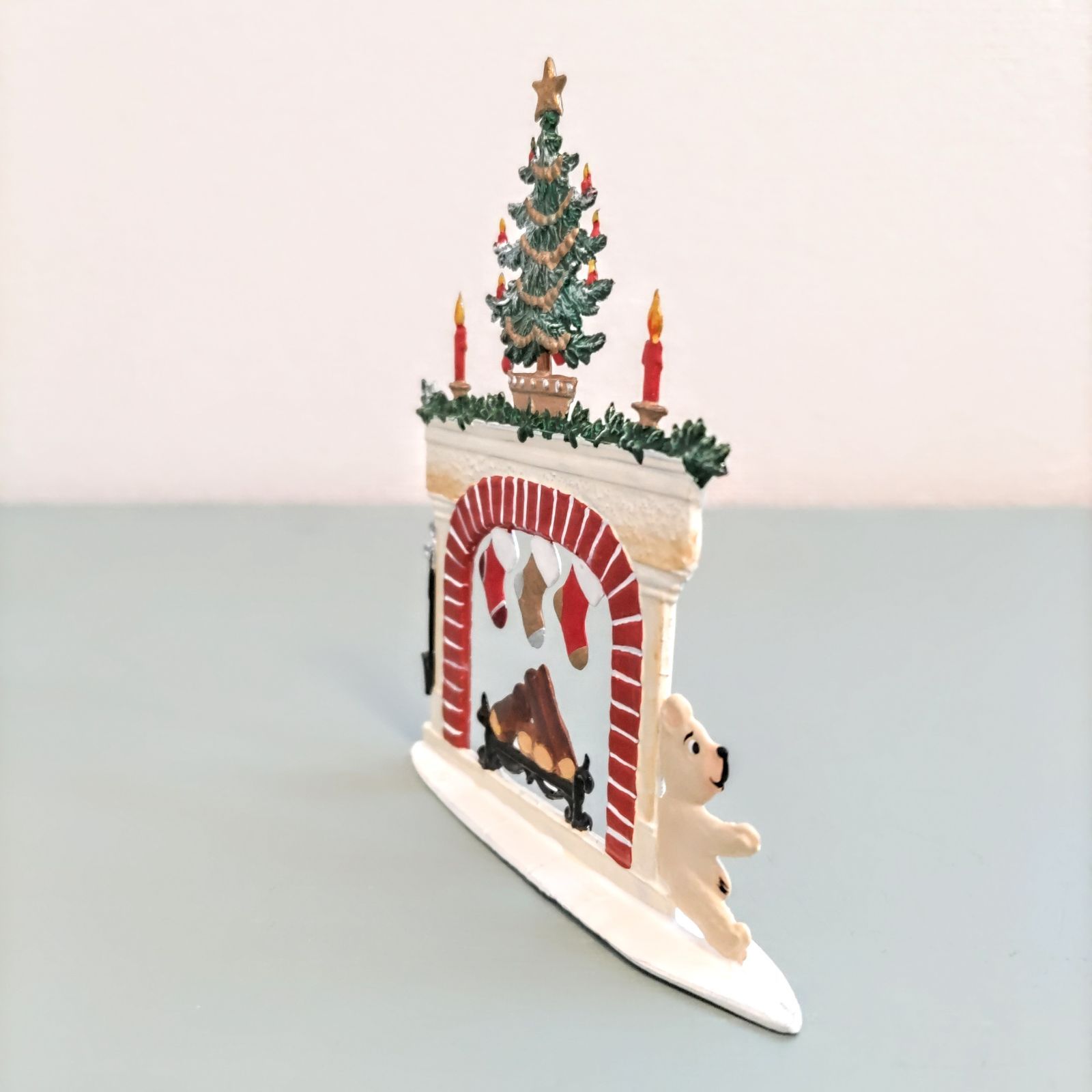 暖炉とツリーB 錫製 スタンド ドイツ工芸品 クリスマス飾りシュヴァ