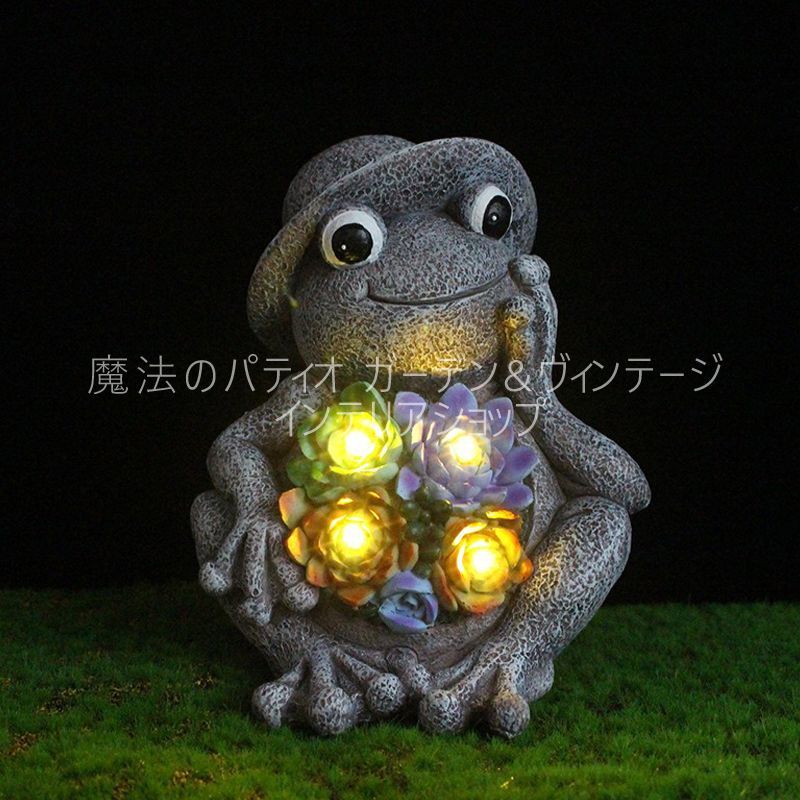 ソーラーライト 亀 2匹 カメ かわいい 樹脂 庭 ガーデンライト