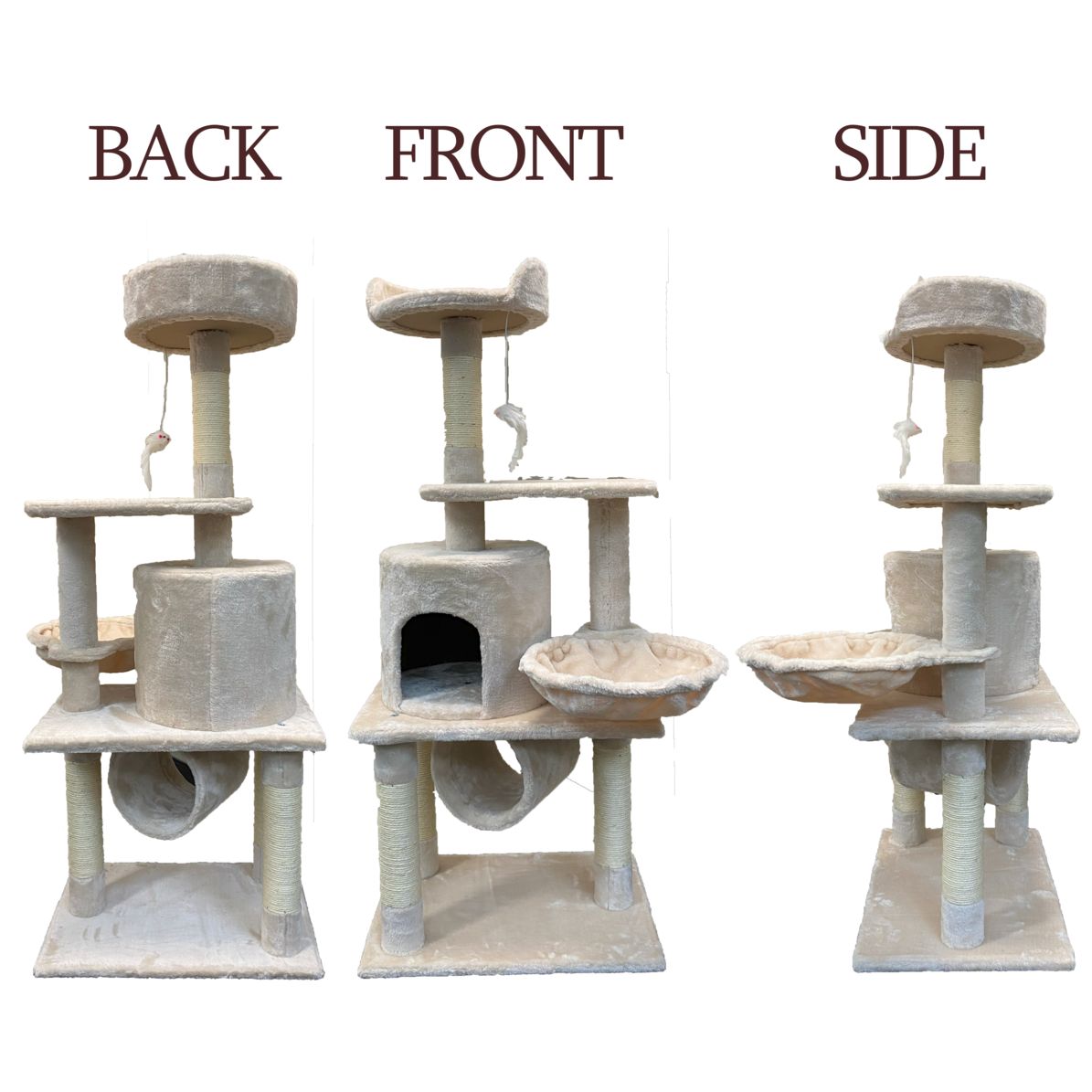 キャットタワー ベージュ 淡色 組み立て式 猫 ねこ ネコ ハンモック