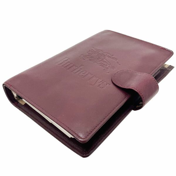 バーバリー ロンドン 手帳カバー レザー 革 ボルドー系 BURBERRY