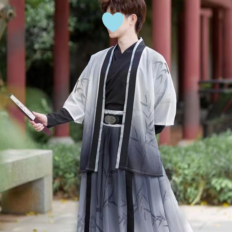 漢服セット メンズ 魏晋風 竹柄 中華風 書生服 - メルカリ