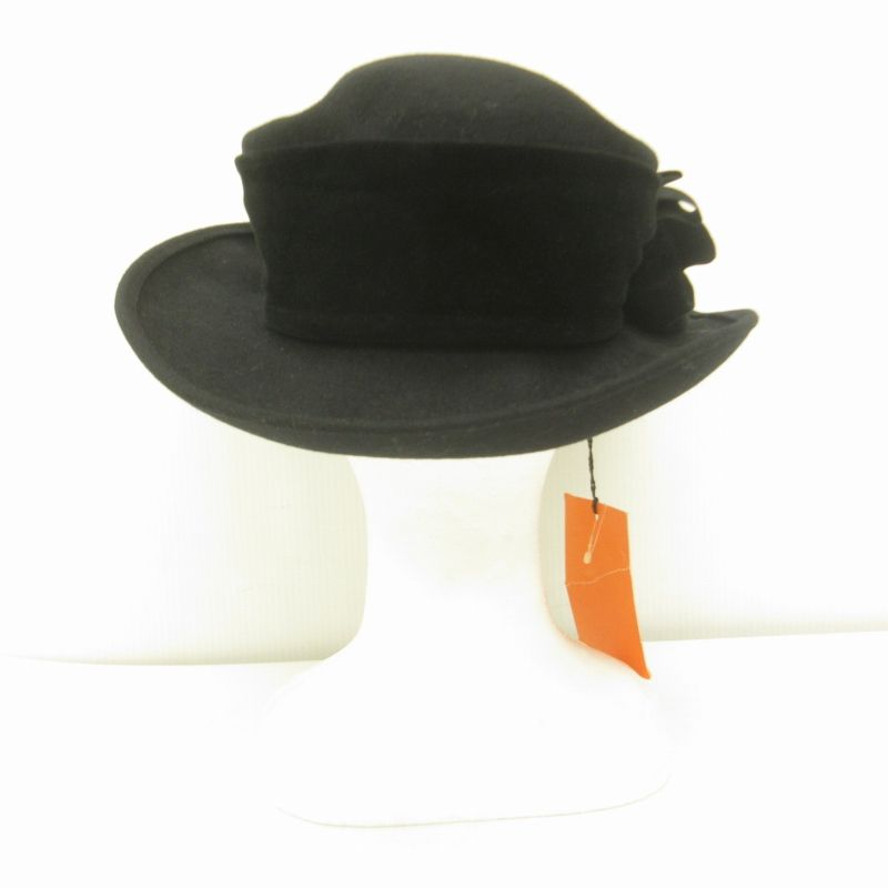 送料無料! ボルサリーノ Borsalino フェルトハット ウール イタリア製 黒 ブラック GY31