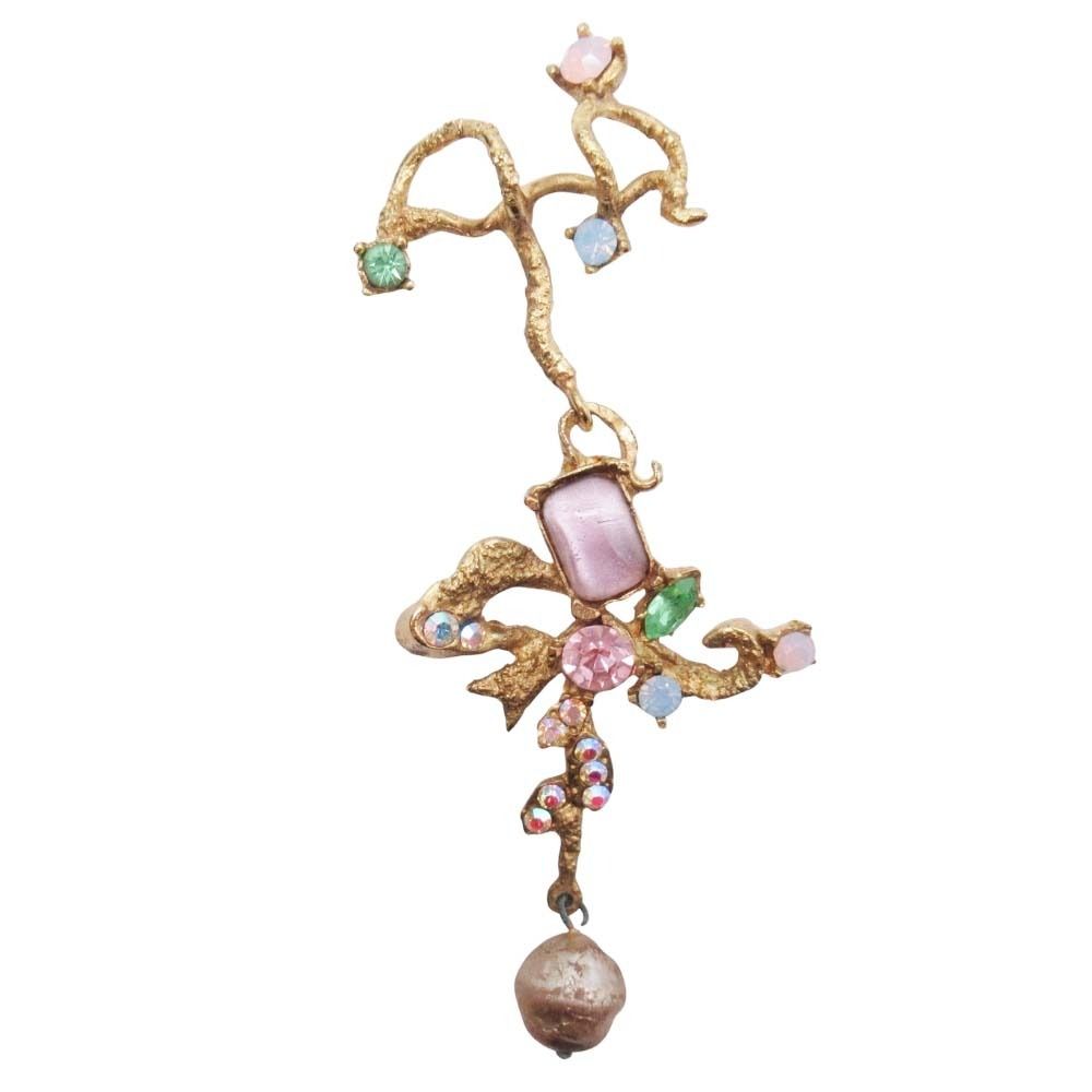 Christian Lacroix クリスチャンラクロワ ペンダントトップ ネックレスチャーム ラインストーン アクセサリー ゴールド レディース 古着