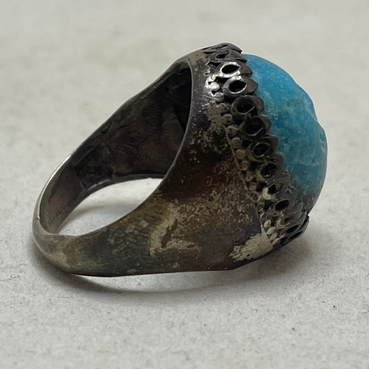 指輪 インディアンジュエリー リング シルバー ターコイズ 刻印 彫刻