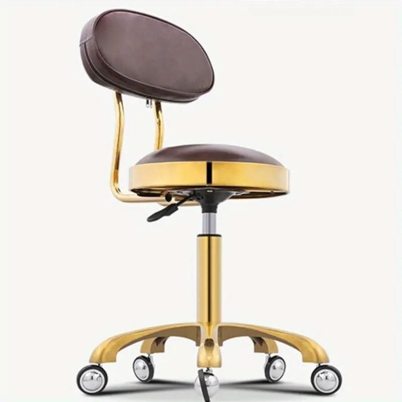 背もたれ付きスツール キャスター付き 椅子 チェア サロンチェア 丸椅子 レザー ゴールド脚 3 モダン シンプル リビング おしゃれ かわいい mhEA644 MARWIL-DEMENAGEMENTS_CH