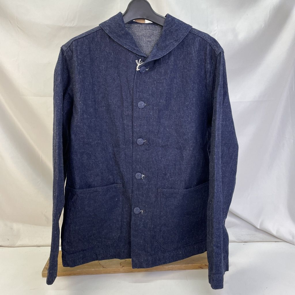 01w-3416 ウエアハウス WAREHOUSE   Lot.2220  U.S.NAVY SHAWL COLLAR COVERALL タグあり  カバーオール  ブルー  サイズ40  日本製 メンズ コットン  【中古品】