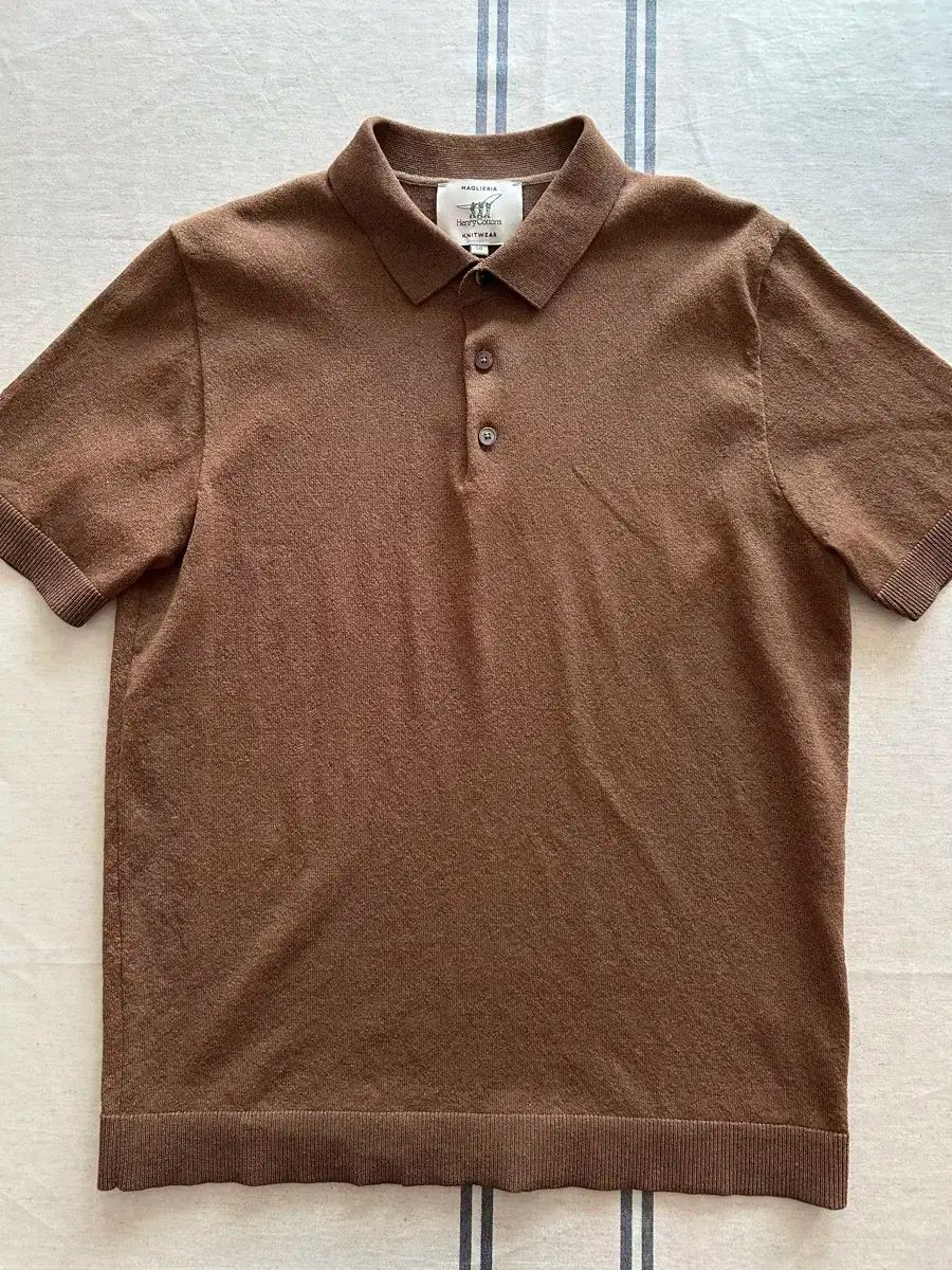 Henry Cotton s ヘンリーコットンズ 半袖 ニット セーター ポロTシャツ 茶色