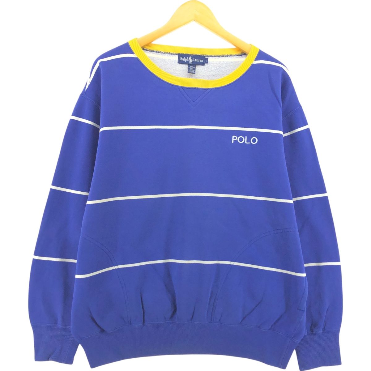 古着 ラルフローレン Ralph Lauren ボーダー柄 ロゴスウェットシャツ トレーナー メンズL相当/eaa489953