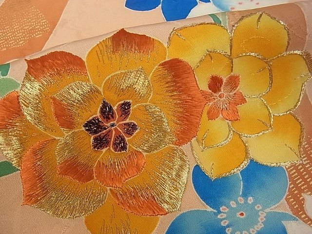 平和屋1□希少 野口真造 大彦二代目 江戸染繍友禅 振袖 籬草花文