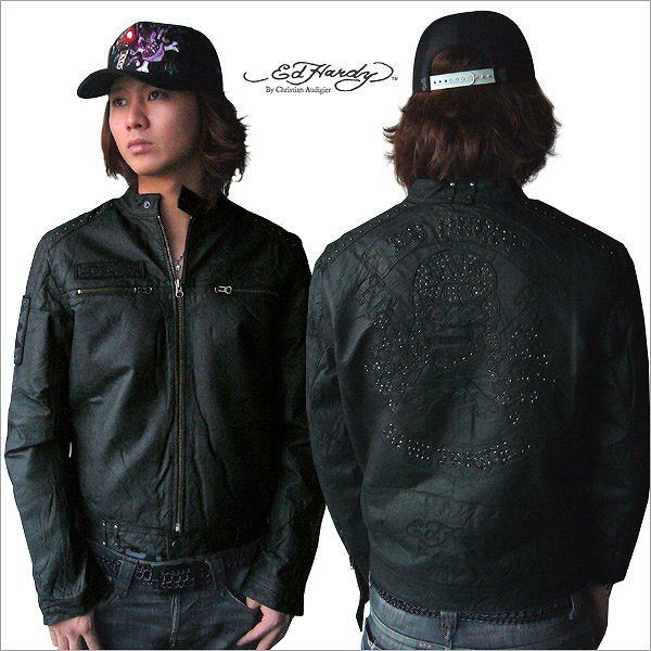 Ed Hardy エドハーディー　ライダース　革ジャン エドハーディー メンズ ライダース レザージャケット Ed Hardy