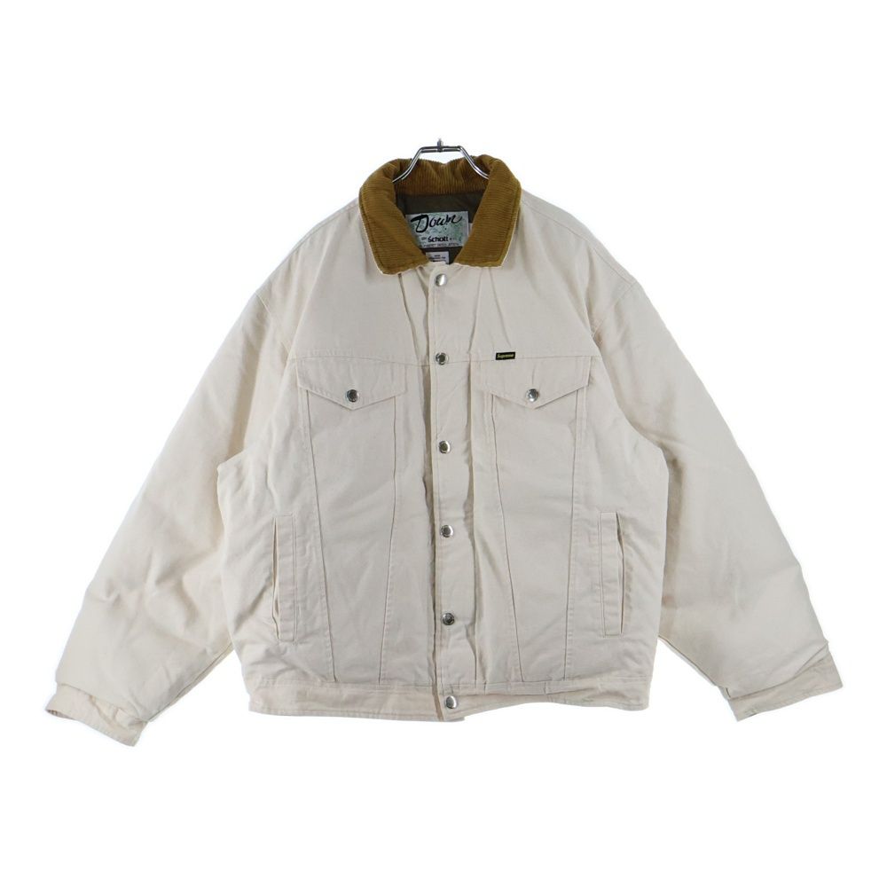 SUPREME シュプリーム 22AW × Schott Canvas Down Trucker Jacket ショット キャンバス ダウン トラッカージャケット アイボリー