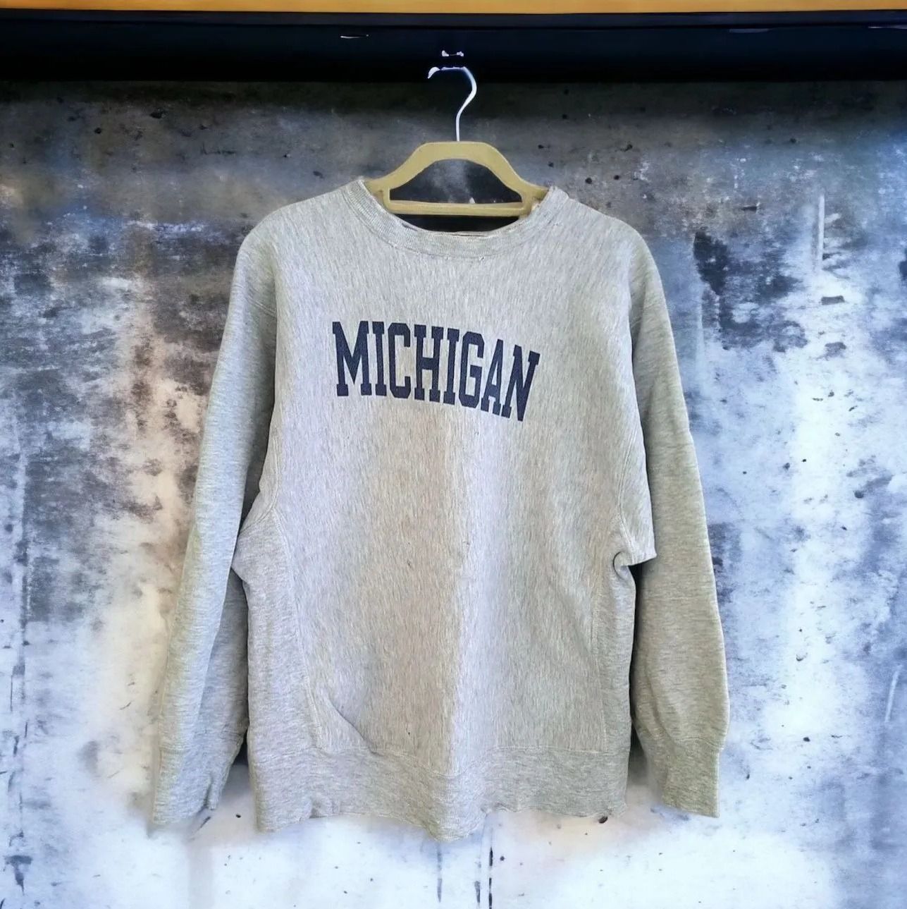 ばんちMICHIGAN チャンピオン　リバースウィーブ　トリコ　ケアタグ 80s Champion Reverse Weave リバースウィーブ MICHIGAN 白色