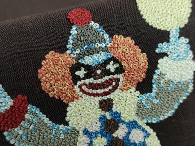 平和屋本店□極上 中国三大刺繍 総相良刺繍 総刺繍 太鼓柄袋帯 紬地  