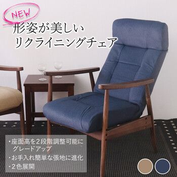 形姿が美しいリクライニングチェア ブルー