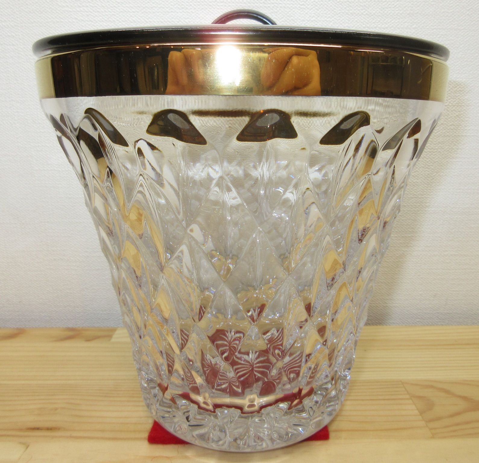 逢絢亭 茶道具 水指 義山 クリスタル 金縁末広 大中繁明 共箱入り