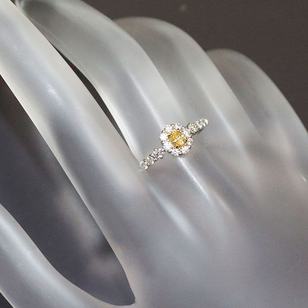 Pt950 天然オレンジイエローダイヤモンド リング 0.148ct FIOY Pt950 天然オレンジイエローダイヤモンド リング 0.148ct FIOY