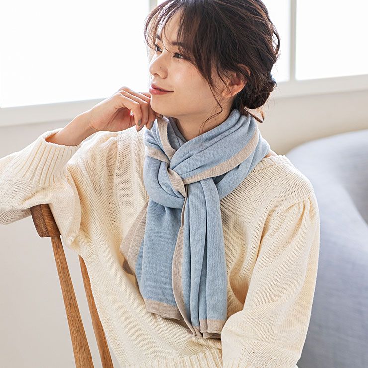 美品 バルミュール BALMUIR カシミヤ100％ フリンジ 大判スヌード /オレンジ マフラー ネックウォーマー  ストール【2400013887021】 TRESORオンラインストア
