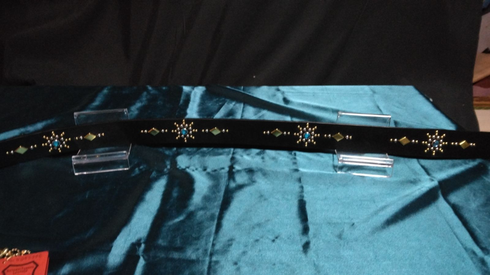 栃木レザースタッズベルト　ブラス&ニッケル　アクアブルー 栃木レザースタッズベルト ブラス&ニッケル アクアブルー hamu栃木