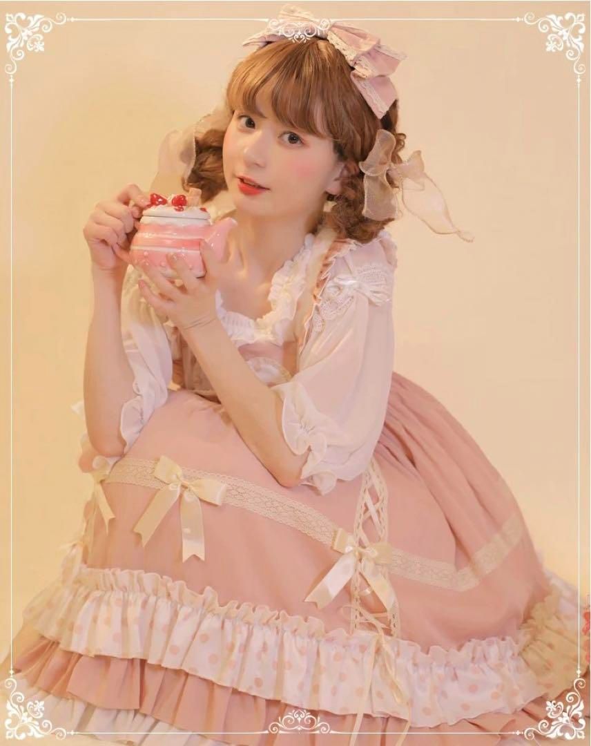 ピンク系ロリータワンピース♪リボン×フリル♪♪お出かけや女子会にぴったり