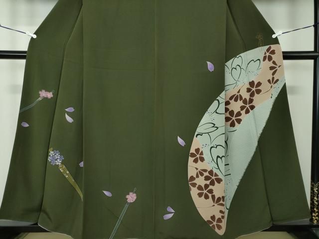 平和屋着物○訪問着 刺繍 花簪 舞桜 銀糸 ほていや扱い 正絹 逸品  