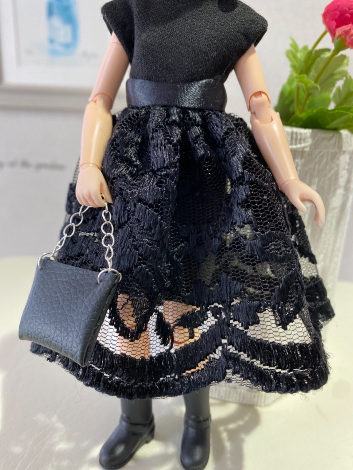 再販しました❣️リカちゃんハンドメイド服 黒レーススカートコーデ5点 