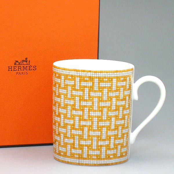 エルメス HERMES マグカップ 26031P Mosaique Au 24 モザイク ヴァンキャトル マグ イエローゴールド herm-026031-1p