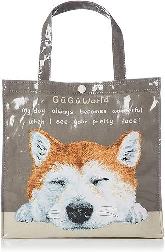 【在庫処分】[グーグーワールド] エコバッグ レディース 柴犬柄 トートバッグ 36502302 カーキ W24cm×H24cm×D13cm（持ち手はサイズに含まれていません）