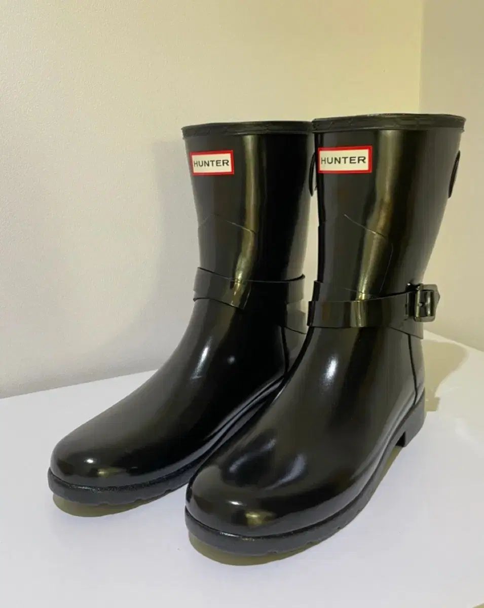HUNTER ハンター 黒 光沢 バックル レインブーツ us8 用 250