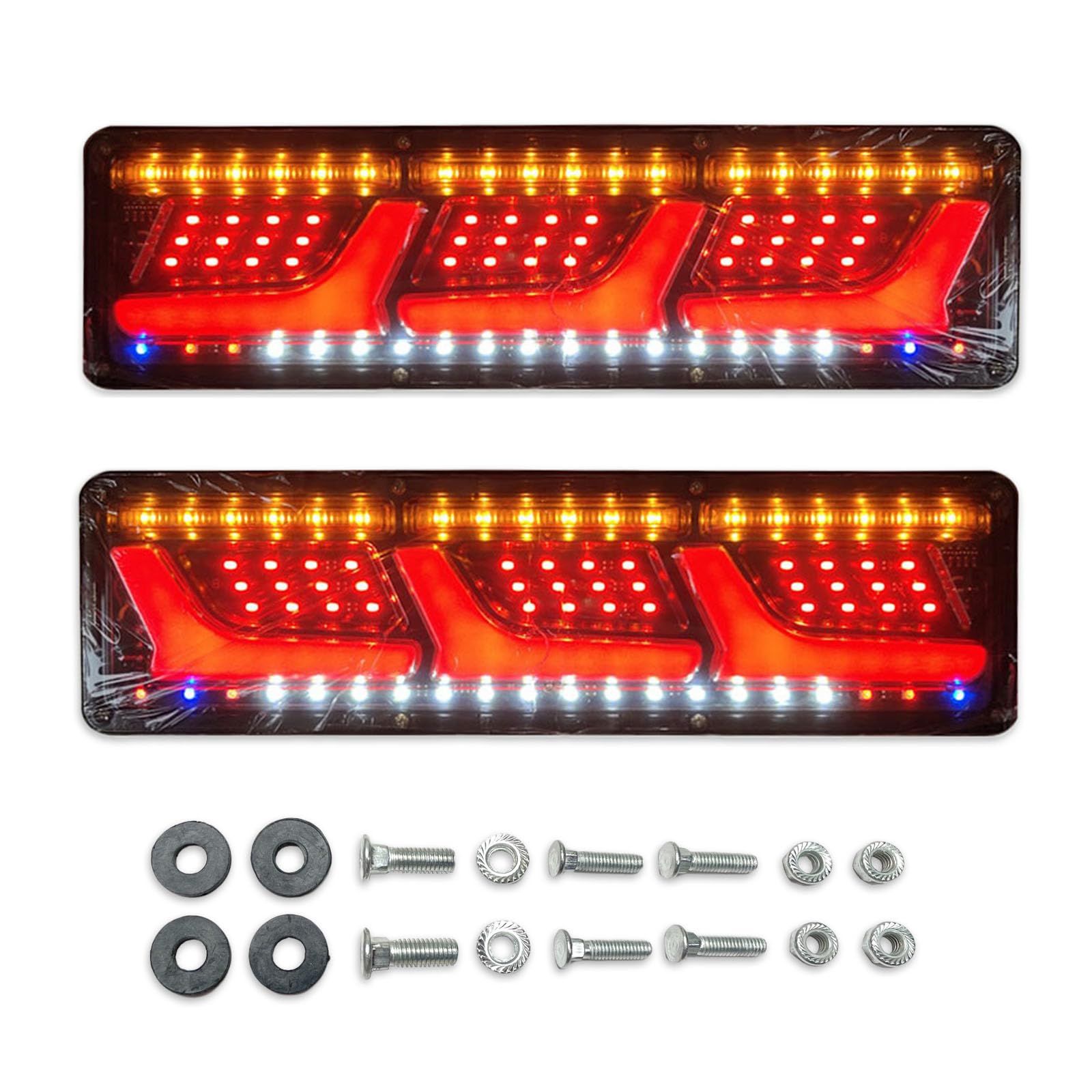 【CREATERA】 トラック LED シーケンシャル 流れる ウィンカー テールライト 12 v 24 v 2 個 セット L 型 汎用品 (3連12V) [3連12V]