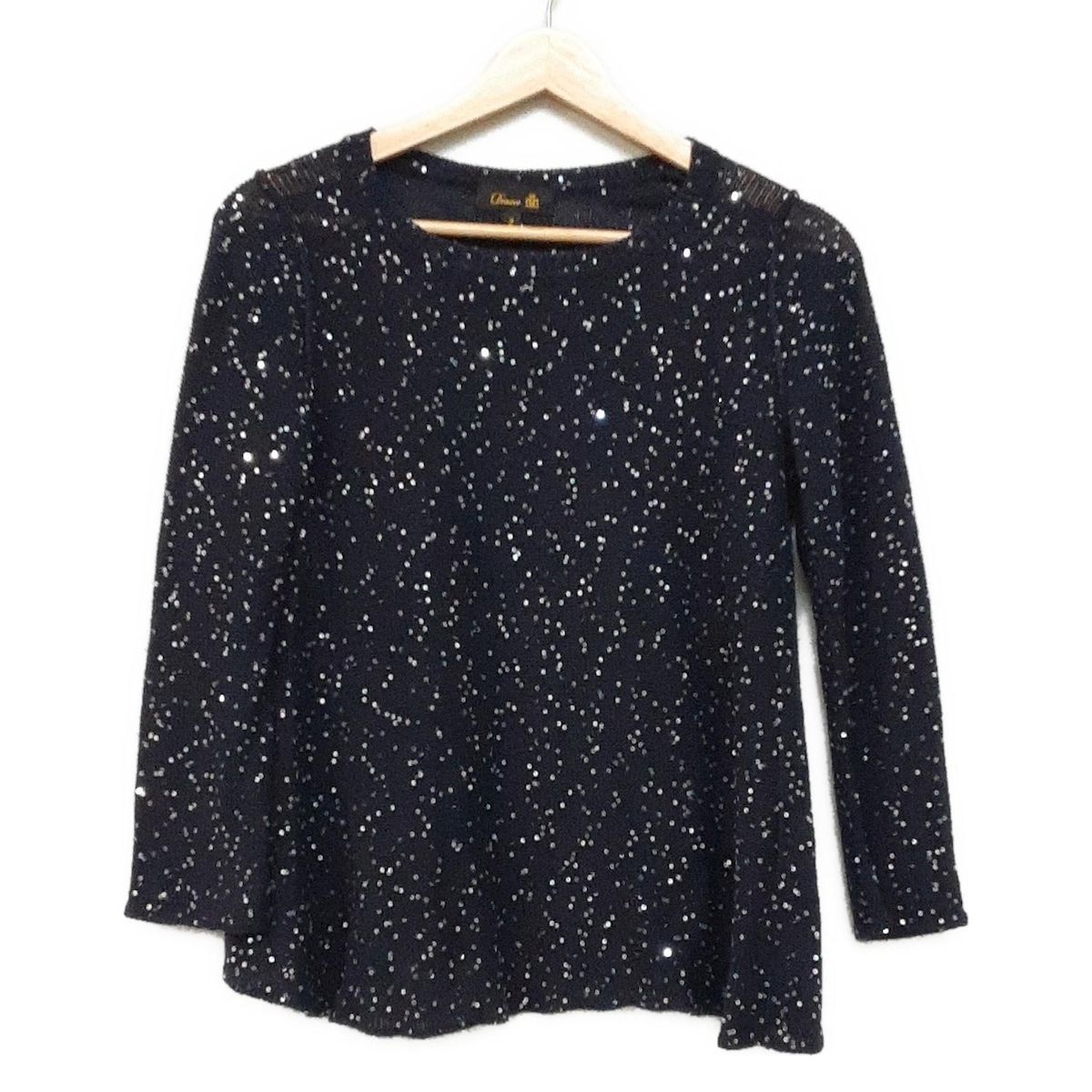 Drawer 長袖ニットセーター サイズ2 ネイビー ドゥロワー DRAWER