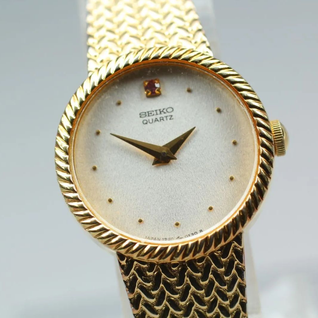 171【美品】Vintage Seiko 1220-0020 Diamond Gold セイコー ゴールド