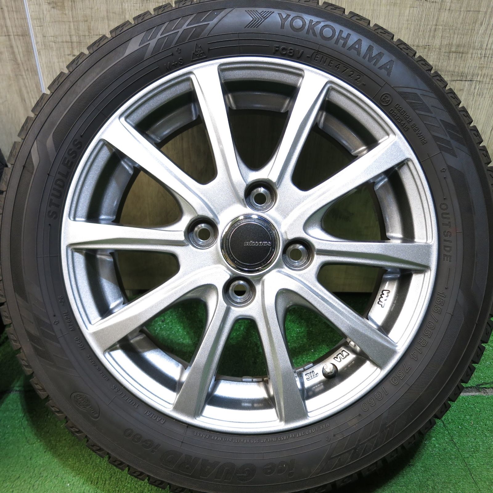 送料無料]バリ溝！22年！キレイ！ほぼ10分☆スタッドレス 155/65R14 
