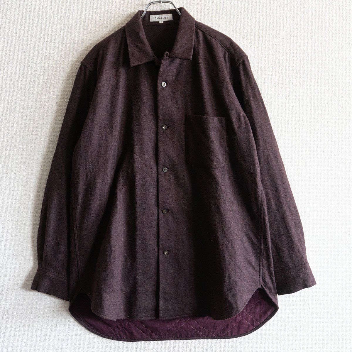 極美品　ワイズ Y'sヨウジ ヤマモト フレンチスリーブシャツブラウス 雰囲気抜群】Y's for men【オープンカラー ウール シャツ 】 3