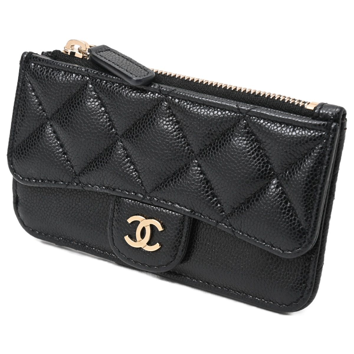 シャネル|CHANEL マトラッセ コイン カードホルダー | カードケース AP2570 キャビアスキン ブラック|ゴールド金具 S-156909