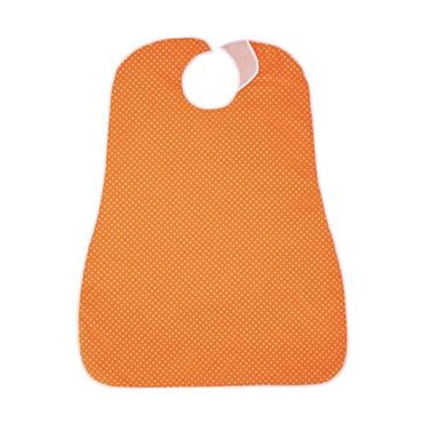 (まとめ)カネモ商事 LOr食事用エプロンホワイトドットオンオレンジ 1セット(5枚)【×3セット】