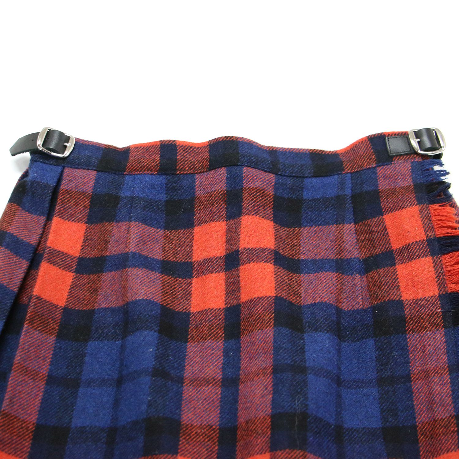 O'NEIL of DUBLIN】 オレンジと紺のチェック プリーツスカート ONEIL