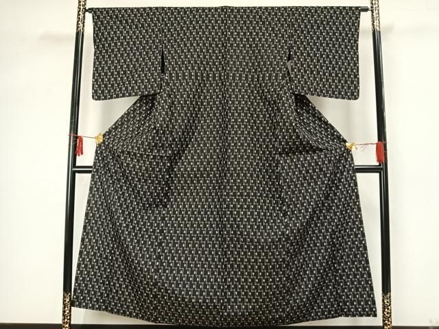 平和屋-こころ店■本しぼ真綿紬　単衣　寿峰工房　十字絣　証紙付　正絹　逸品　未使用　AAAH5728Ack