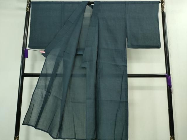 平和屋着物 上 夏物 男性 本場小千谷ちぢみ 麻 色無地 紺色 DZAA9906kh5