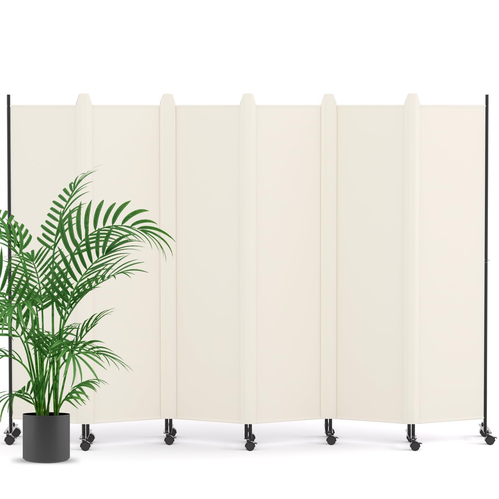 オフィス Color ベージュ_Size 高さ1.78m×幅3.02m KELIXU パーテーション 間仕切り 6連 自立式 カバーストリップ付き 衝立 キャスター付き 高さ1.78m×幅3.02m 布タイプ 折りたたみ 仕切りパネル 軽量 クロスパーテーション 目隠し 【 大人気】
