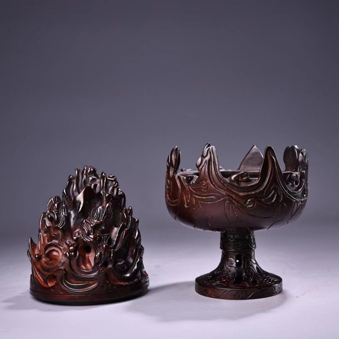 稀少珍品 銅製細工 荷塘月色 香炉 熏香炉 古仏具 稀少 在銘