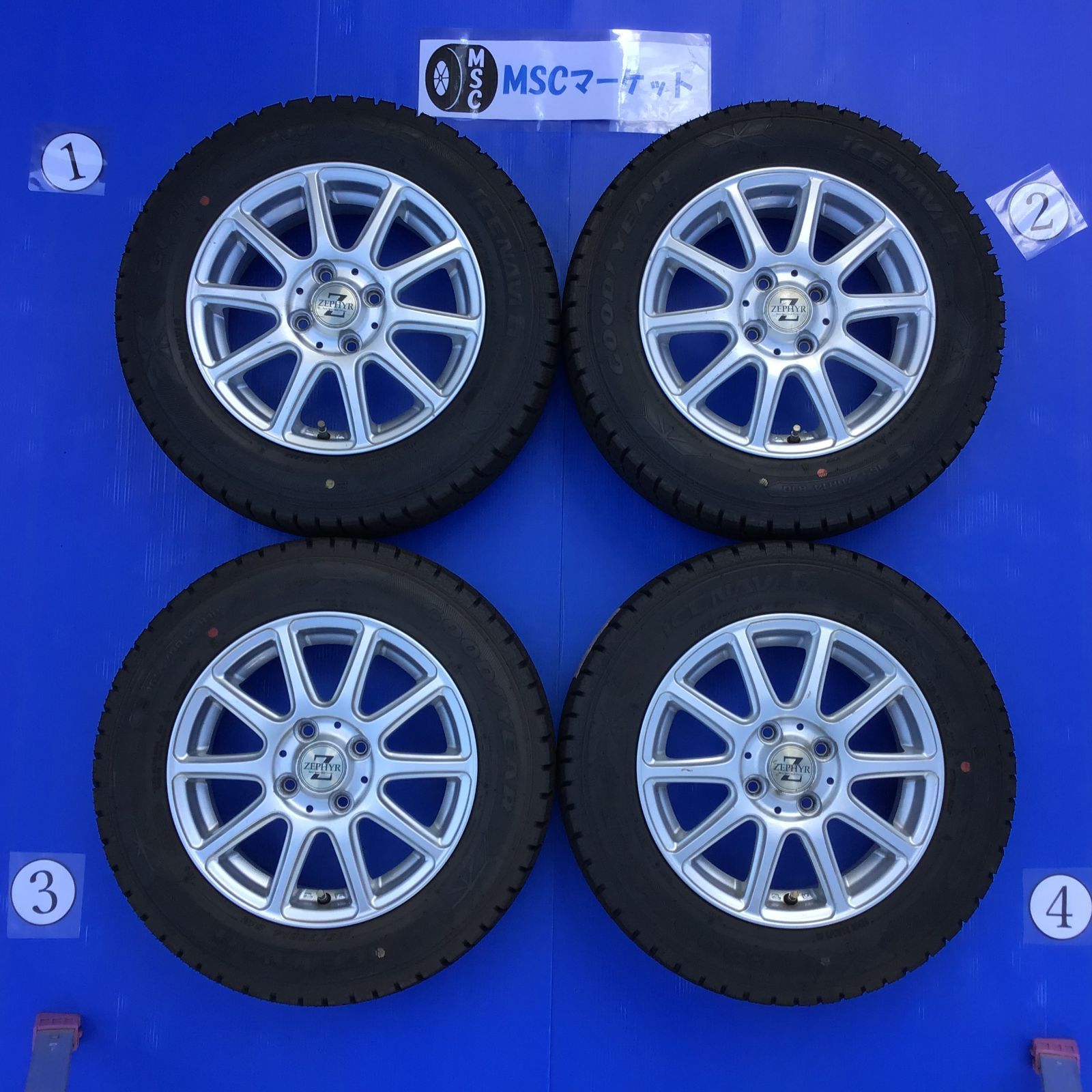 14インチ スタッドレスタイヤ･アルミホイール GY ｱｲｽﾅﾋﾞ 165 70R14 5H 4.5J 43 PCD100 4本