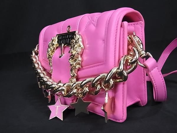 ■極美品■ VERSACE JEANS COUTURE ヴェルサーチェ ジーンズ クチュール レザー 2WAY ハンドバッグ ショルダー ピンク系 FJ8231 □極美品□ VERSACE JEANS COUTURE ヴェルサーチェ ジーンズ