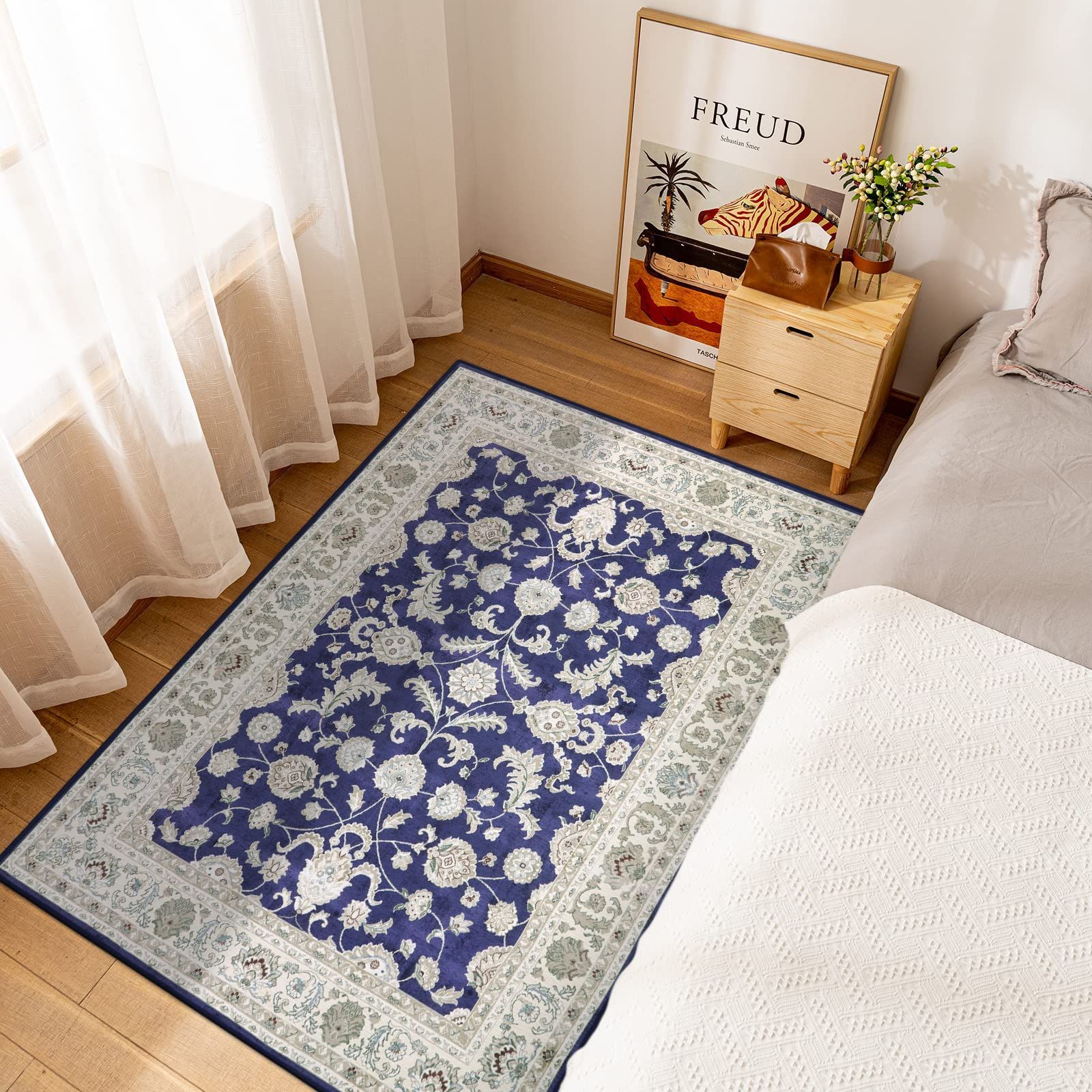 ペルシャ絨毯風 90х150cm おしゃれ 夏用 約1畳 洗える カーペット