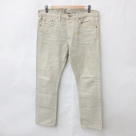 ダブルアールエル RRL パンツ デニム カラージーンズ スリム ストレート ロング ボタンフライ ユーズド加工 綿 ベージュ 30